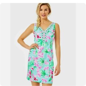 LILLY PULITZER VEYA STRETCH SHIFT DRESS Aqua Al Fresco